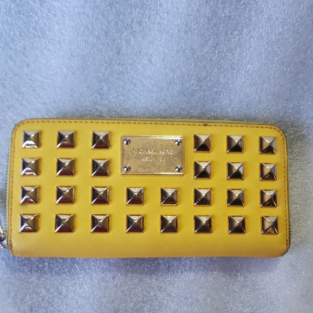 Michael Kors Yellow Silver Studded Wallet